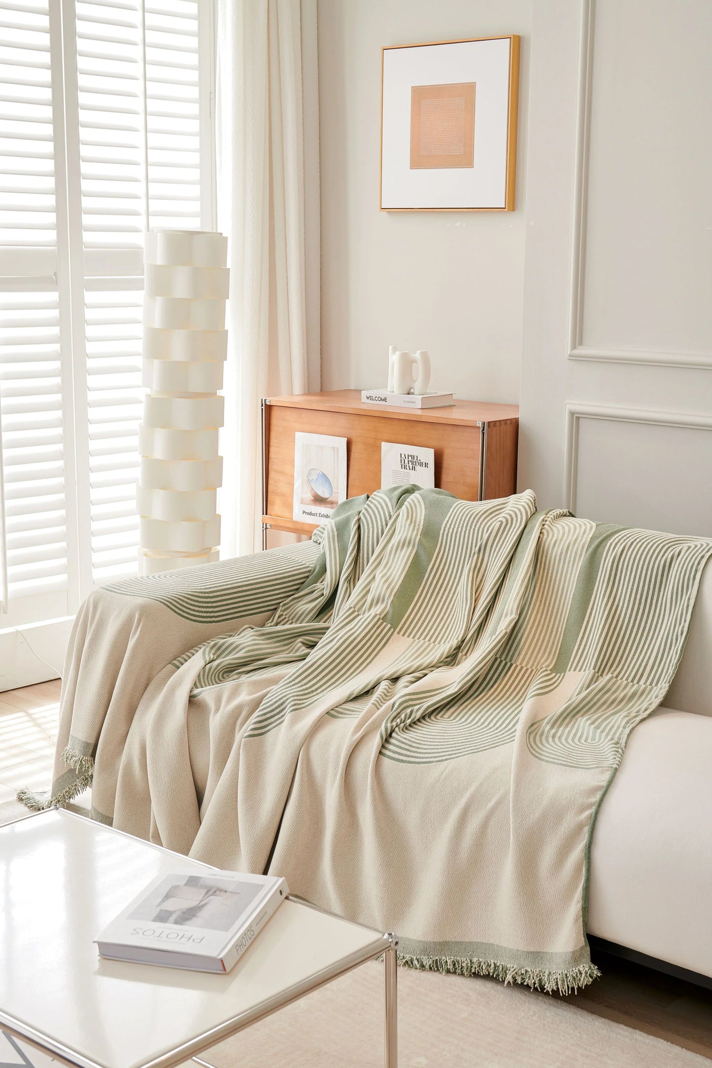 Elara Haus Chenille Throw - Pistachio Green