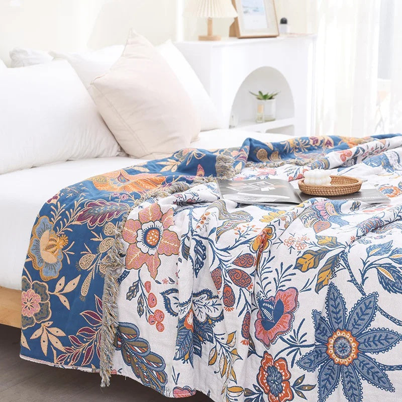 Artistic Flora Jacquard Blanket