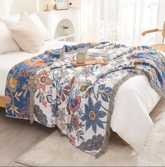 Flora Jacquard Blanket by Artistic Weavers, luxurious home decor