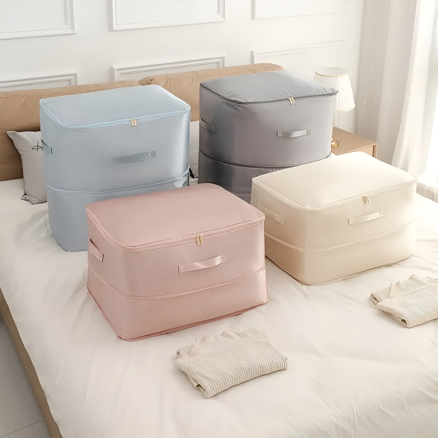 Compression packing bag for travel and home storage needs.