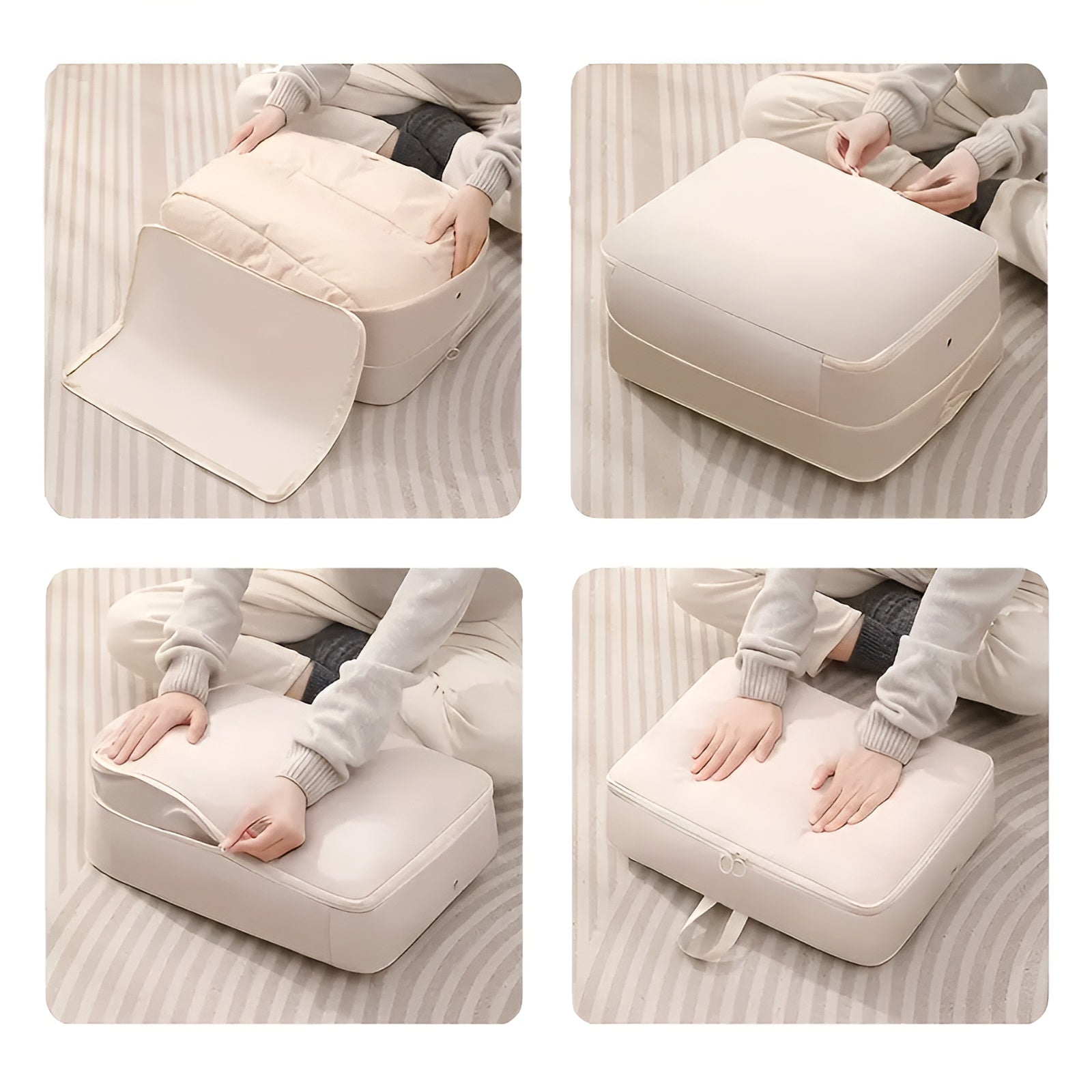 Portable compression packing bag for travel and organization at home.