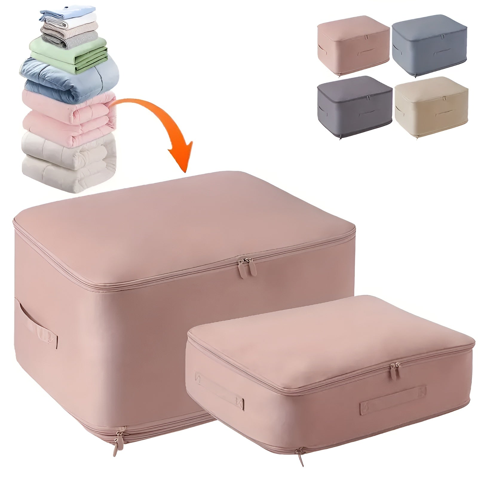 Compression packing bag for travel and home storage convenience.