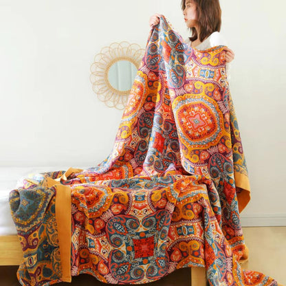 Soft 100% cotton boho-style sofa throw blanket from Elara Haus