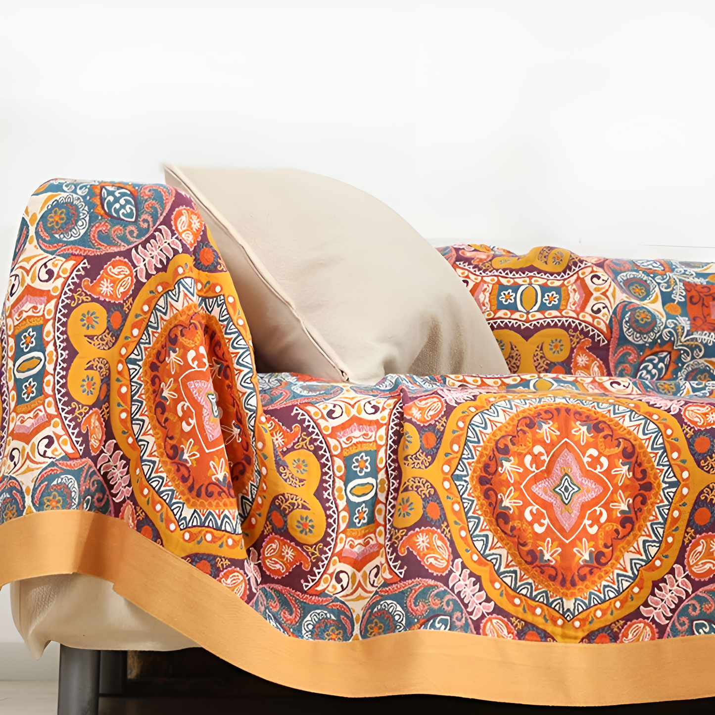 Elara Haus 100% Cotton Sunrise Blanket - Boho Sofa Throw