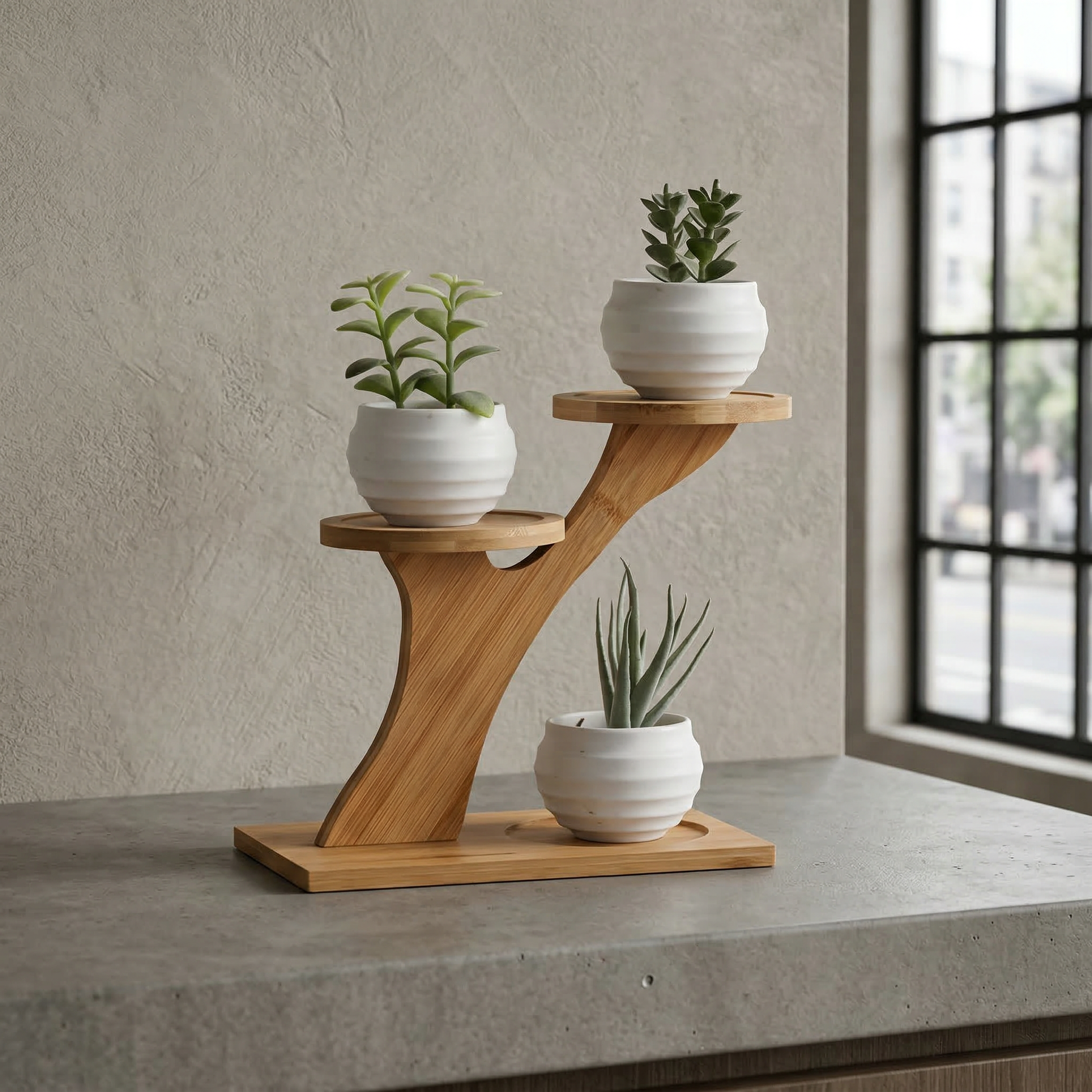 Elara Haus Artisanal Bamboo Branch Plant Stand