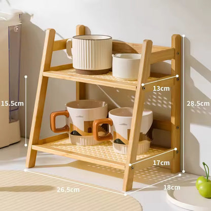 Multi-purpose bamboo kitchen organizer for cups and mugs