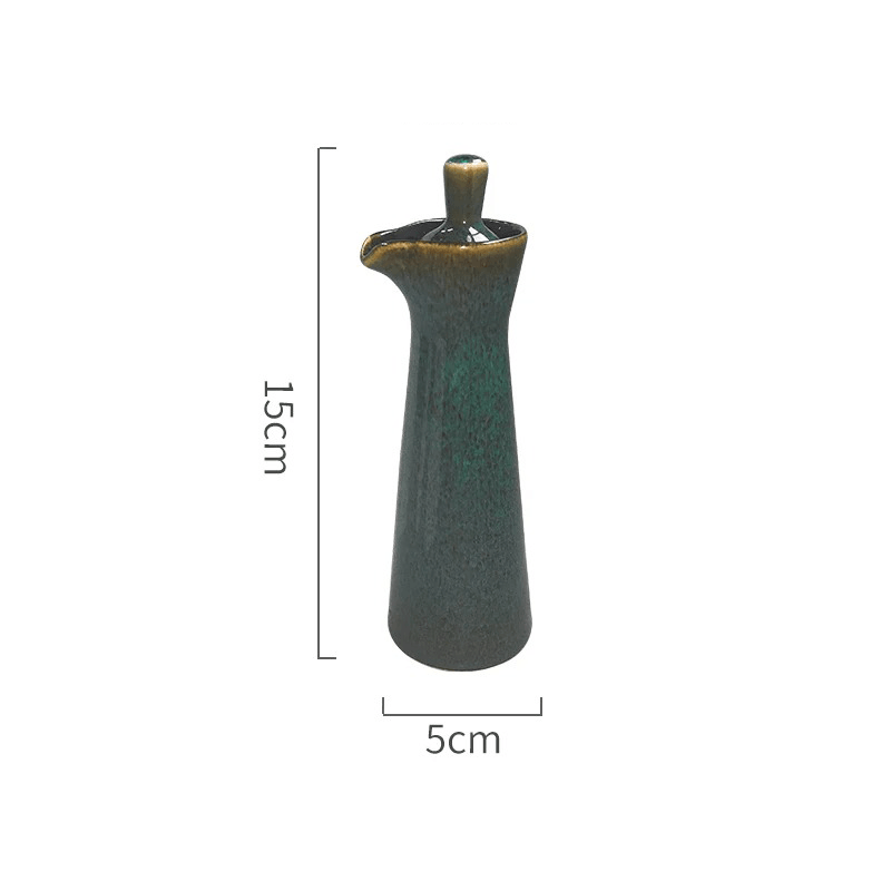 Ceramic run glaze dispenser bottle for oil and vinegar with modern design