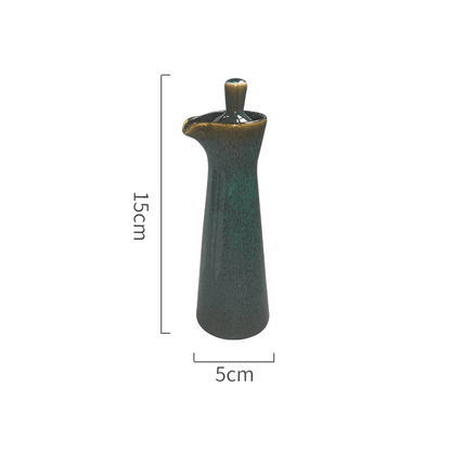 Ceramic run glaze dispenser bottle for oil and vinegar with modern design