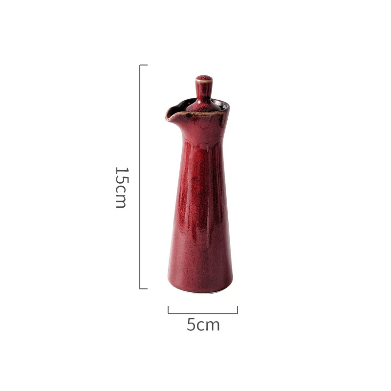 Ceramic artisanal run glaze oil and vinegar dispenser bottle with style