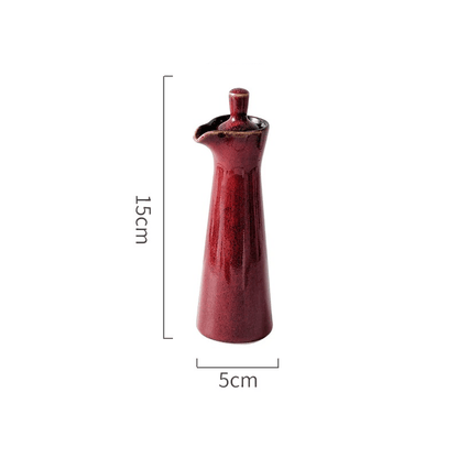 Ceramic artisanal run glaze oil and vinegar dispenser bottle with style