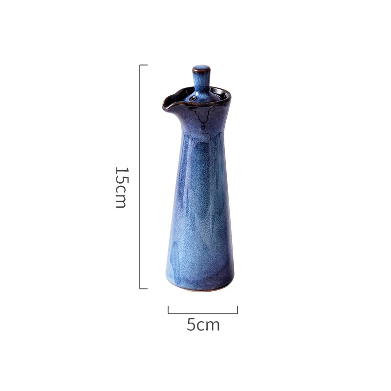 Run glaze ceramic dispenser bottle for oil and olive vinegar with elegance