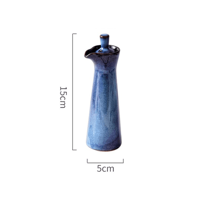 Run glaze ceramic dispenser bottle for oil and olive vinegar with elegance