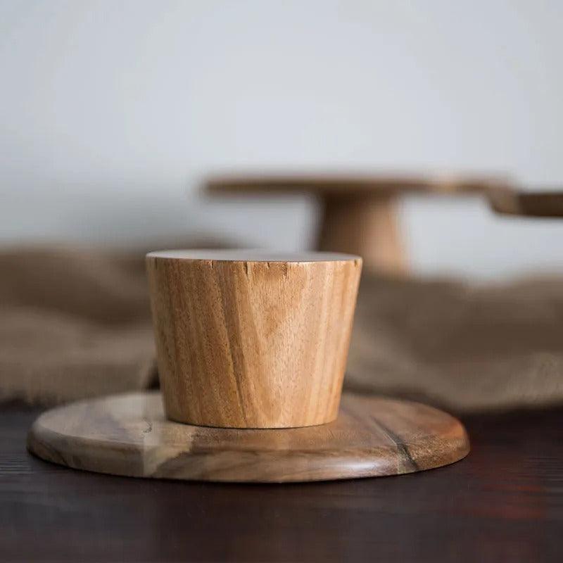 Elegant natural wood display tray in Japanese design for kitchen utensils and accessories