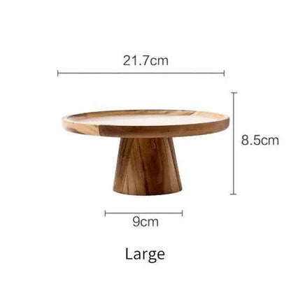 Artisanal natural wood pedestal display tray in Japanese design for kitchen utensils and decor