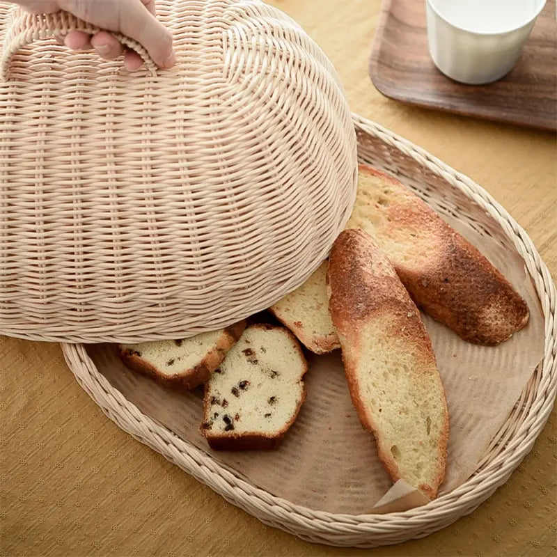 Rattan Bread Basket | Dust-Proof Cover & Kitchen Organizer 2