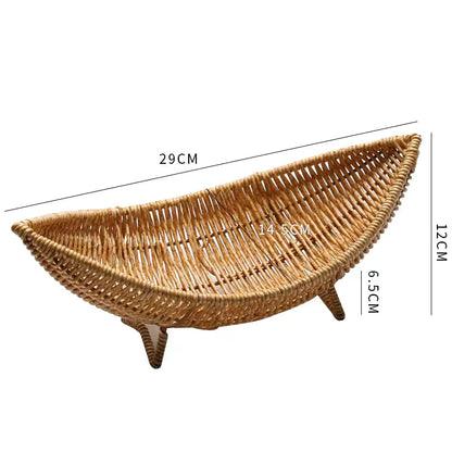 Organic woven willow storage basket with natural willow texture and decorative serving tray