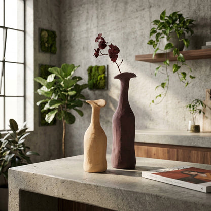 Elara Haus Botanical Flare Vase – Sculptural Porcelain