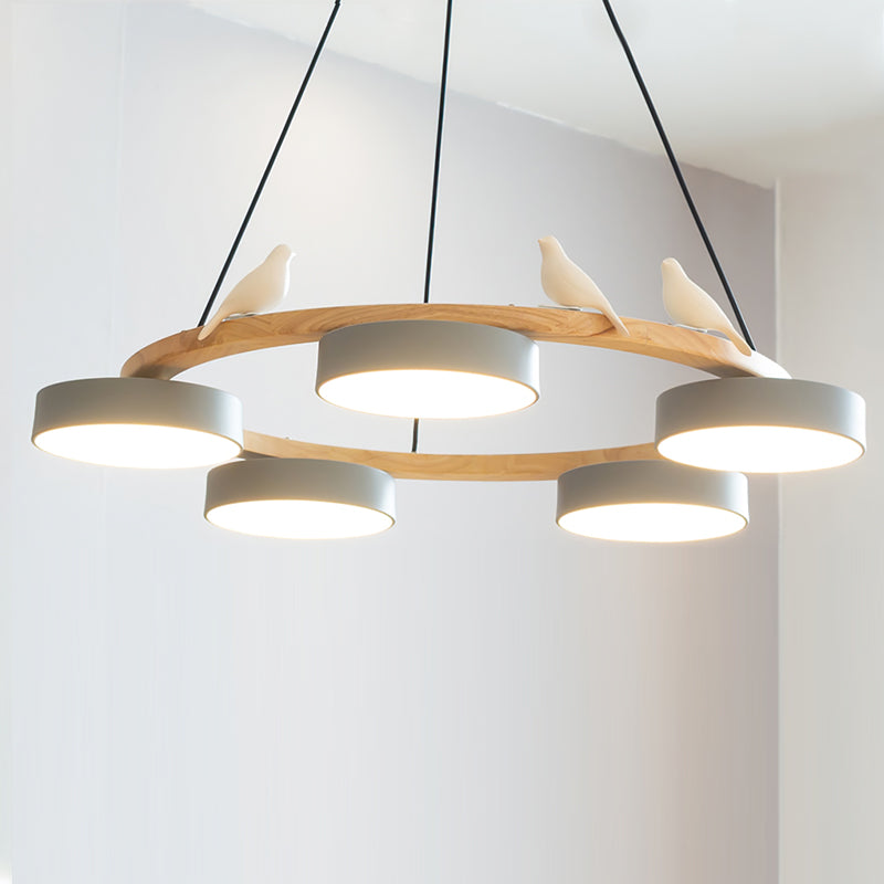 Elara Haus Chandelier - Metal And Wood Elegant Bird Design Chandelier Light 10