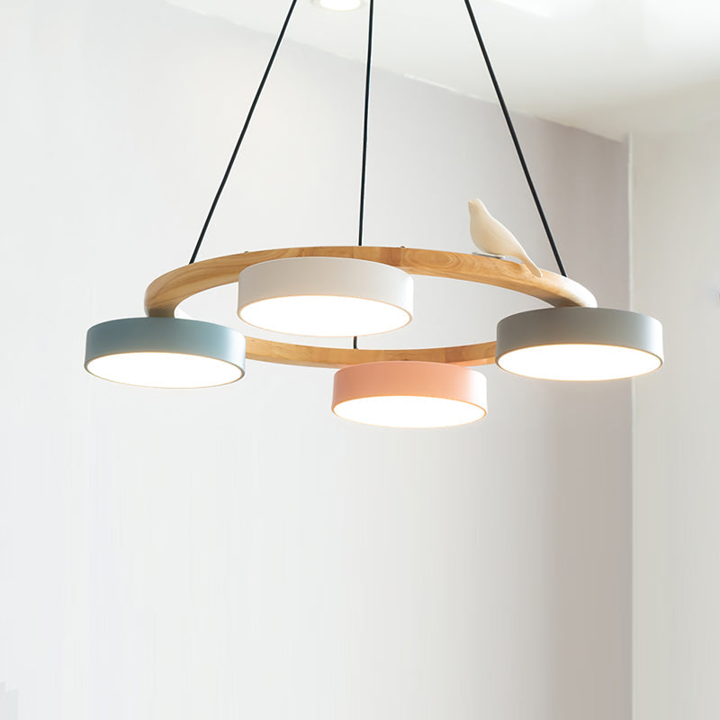 Elara Haus Chandelier - Metal And Wood Elegant Bird Design Chandelier Light 11
