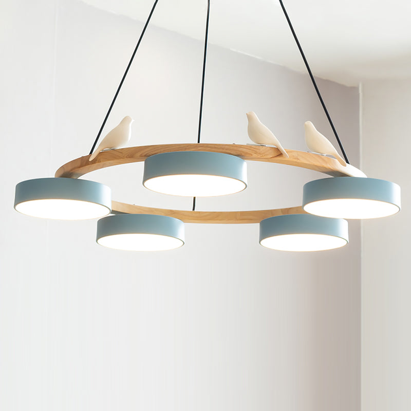 Elara Haus Chandelier - Metal And Wood Elegant Bird Design Chandelier Light 12