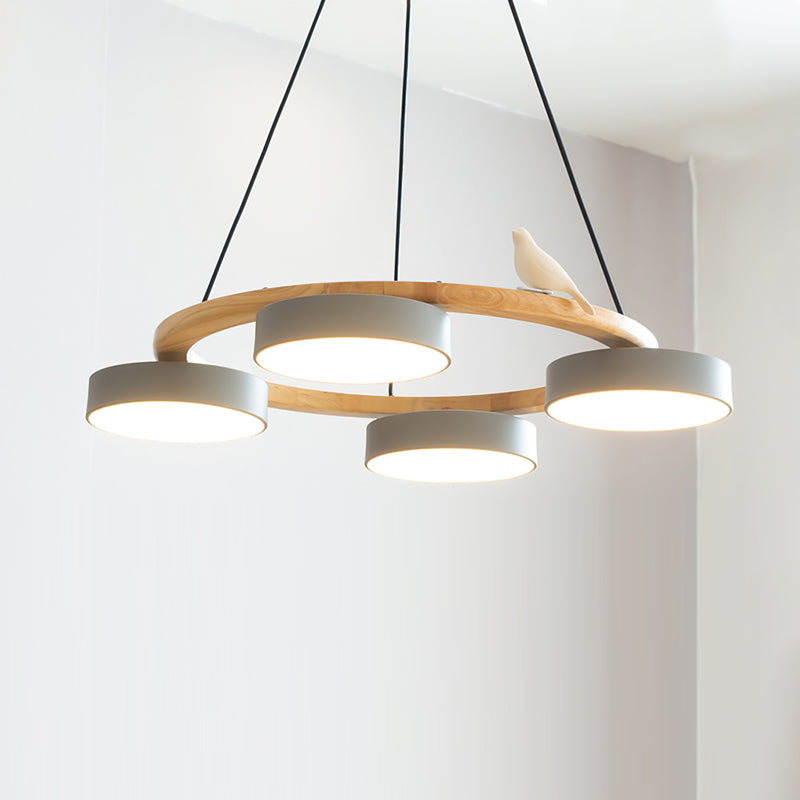 Elara Haus Chandelier - Metal And Wood Elegant Bird Design Chandelier Light 13