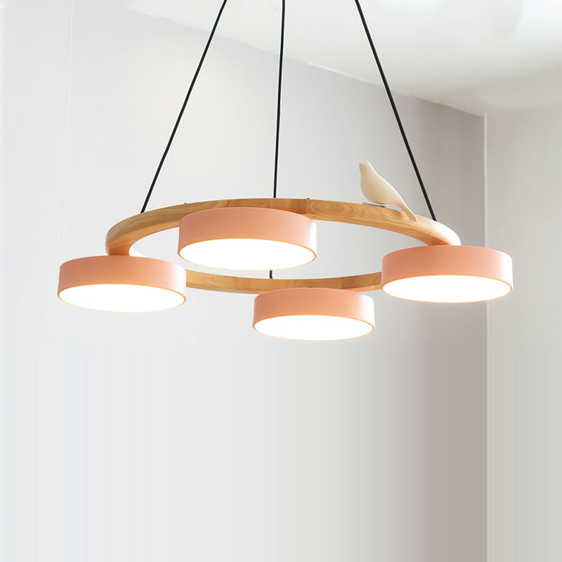 Elara Haus Chandelier - Metal And Wood Elegant Bird Design Chandelier Light 16