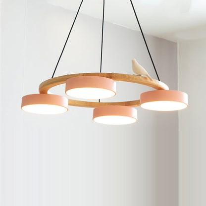 Elara Haus Chandelier - Metal And Wood Elegant Bird Design Chandelier Light 16