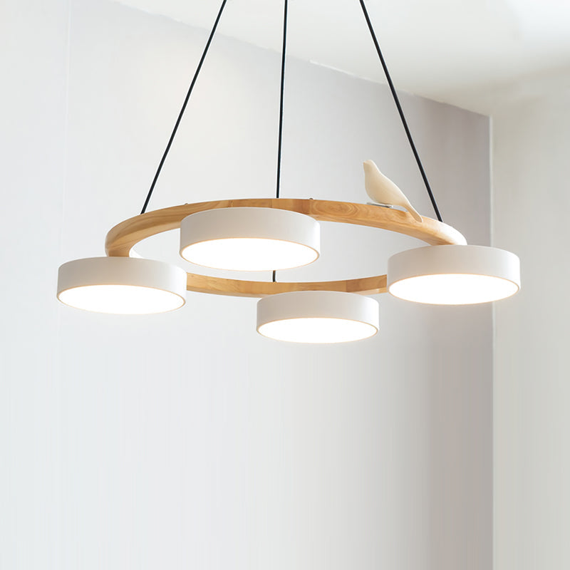 Elara Haus Chandelier - Metal And Wood Elegant Bird Design Chandelier Light 0