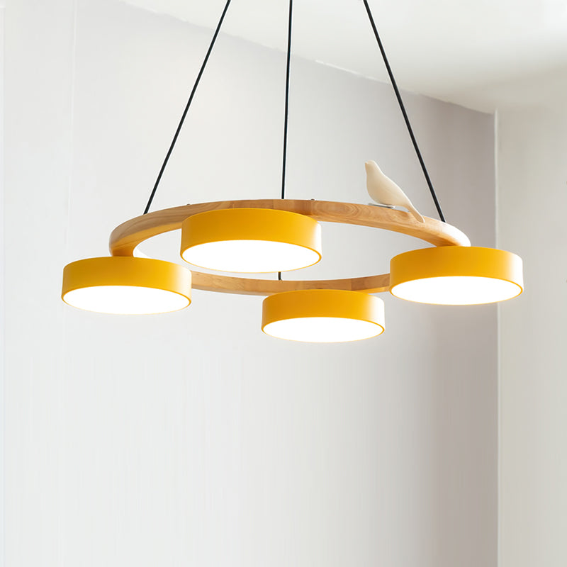Elara Haus Chandelier - Metal And Wood Elegant Bird Design Chandelier Light 18