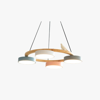 Elara Haus Chandelier - Metal And Wood Elegant Bird Design Chandelier Light 1