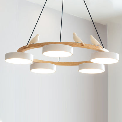 Elara Haus Chandelier - Metal And Wood Elegant Bird Design Chandelier Light 2