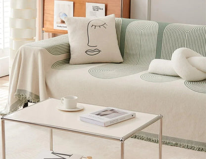 Elara Haus pistachio green chenille throw blanket, luxurious home textile for indoor use