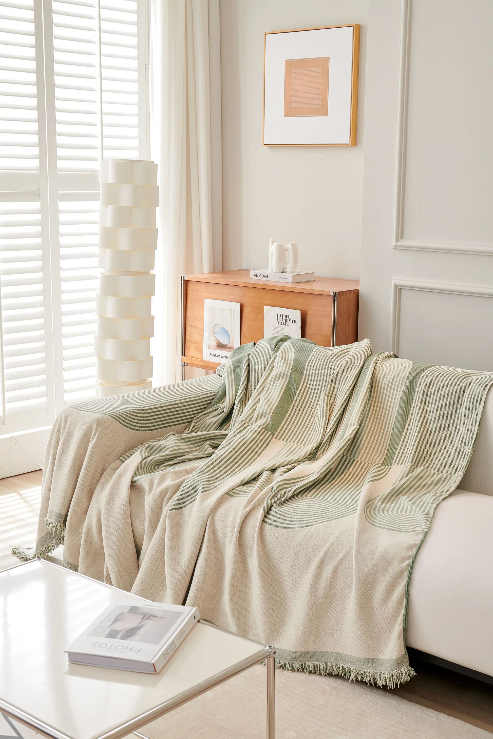 Elara Haus Chenille Throw - Pistachio Green