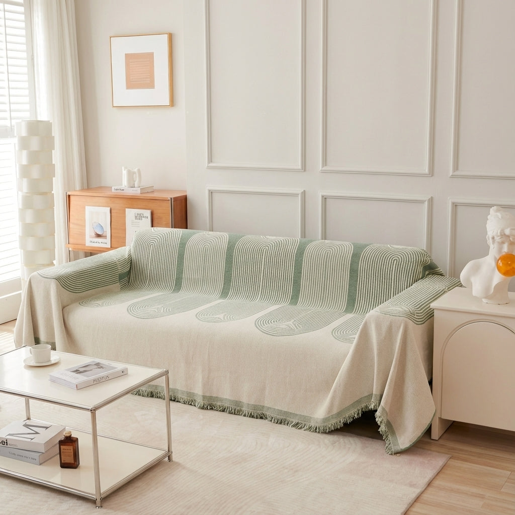 Pistachio green chenille throw blanket by Elara Haus, soft and cozy home decor
