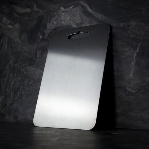 Close-up of Elara Haus titanium antibacterial chopping board for kitchen use