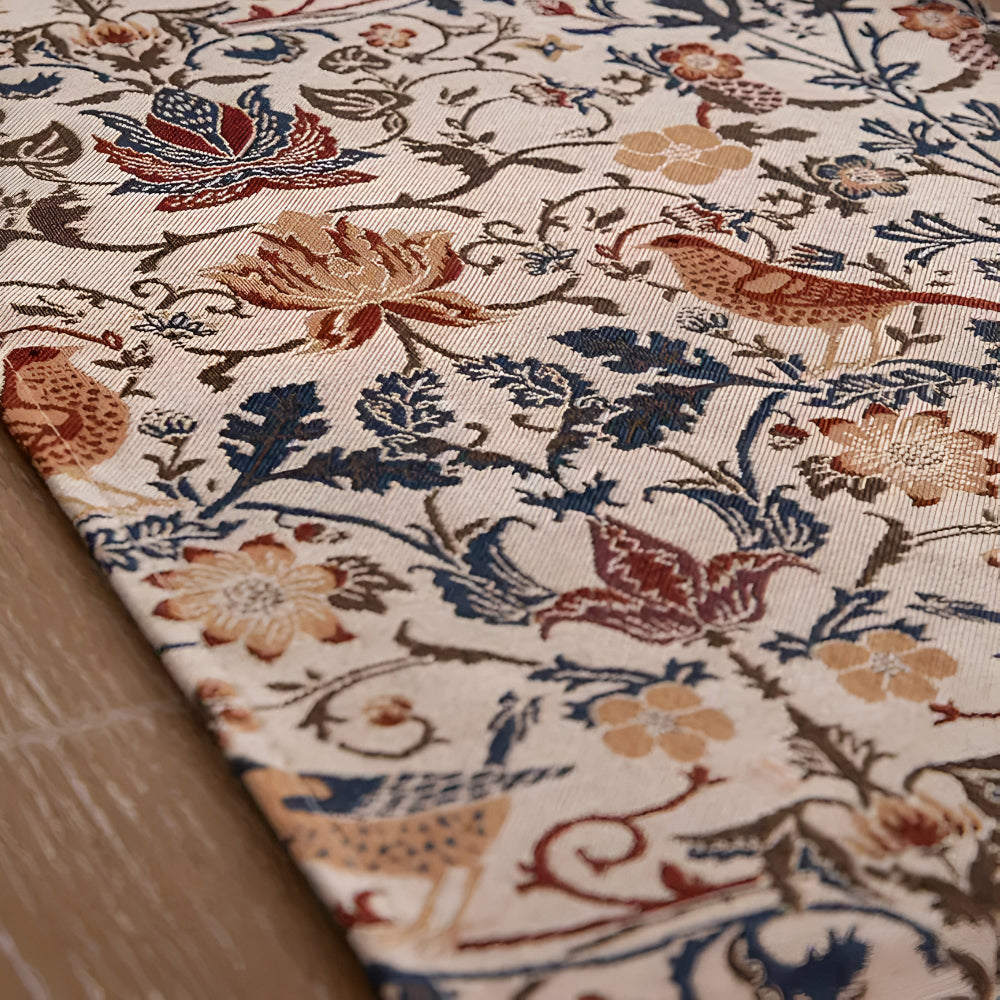 Vintage Floral and Bird Jacquard Tapestry Runner