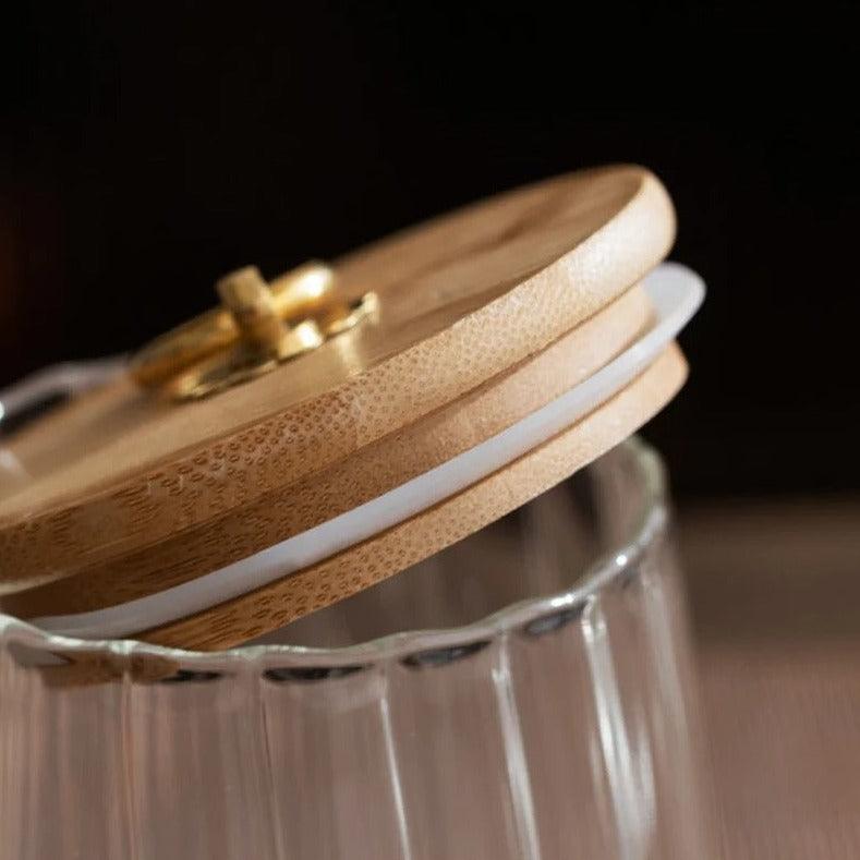 Alternative view of relief storage container with gold ring lid.