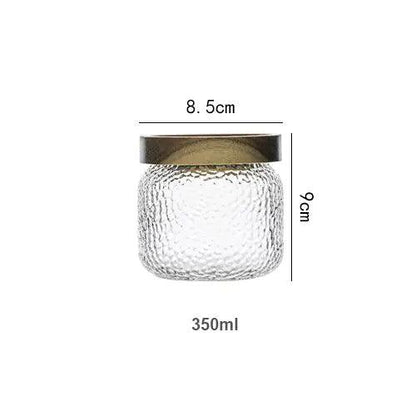 Glass storage container with wooden lid and airtight seal