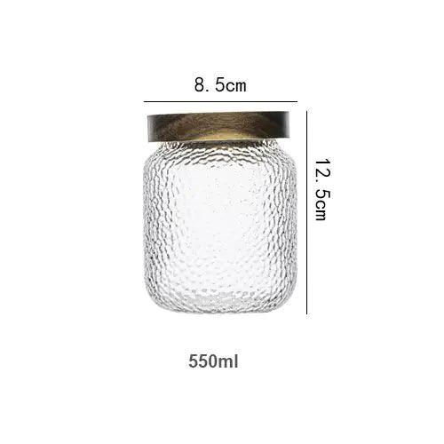 Dark timber and glass storage container for home and office use