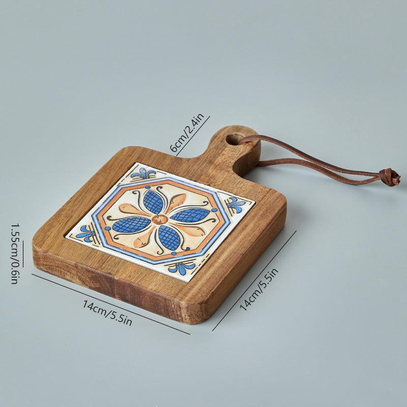 Rustic Coaster | Solid Wood & Ceramic Trivet 0