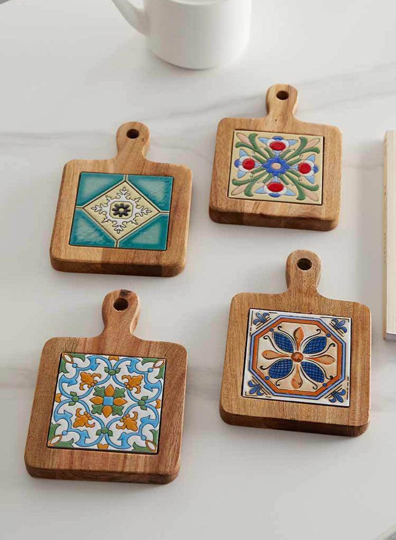 Rustic Coaster | Solid Wood & Ceramic Trivet 2
