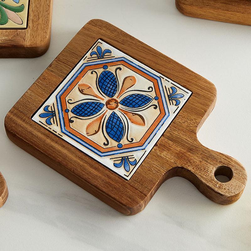 Rustic Coaster | Solid Wood & Ceramic Trivet 7