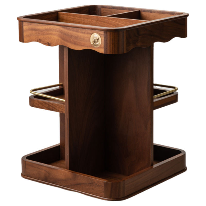 Vanity Storage with Elegant 360° Rotating Wooden Makeup Organizer