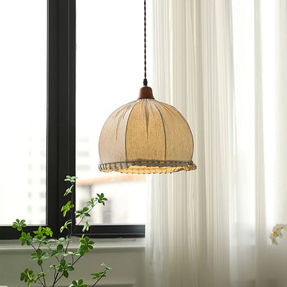 Tally Wood Japandi Linen Pendant Light 3