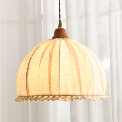 Tally Wood Japandi Linen Pendant Light 4