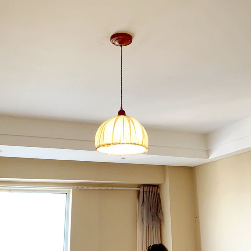 Tally Wood Japandi Linen Pendant Light 6
