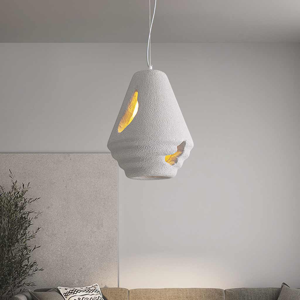 Pendant lamp, unique Japanese Wabi-Sabi cement, white 3