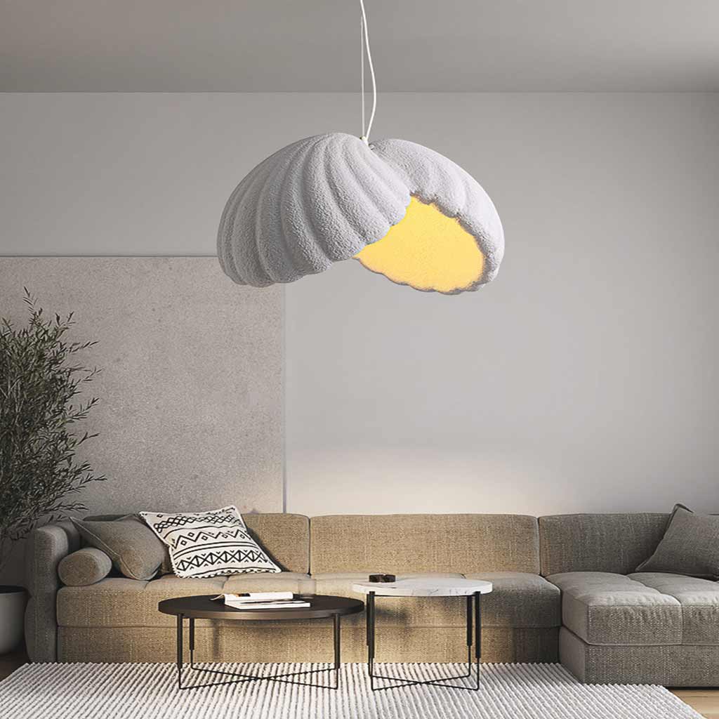Pendant lamp, unique Japanese Wabi-Sabi cement, white 6