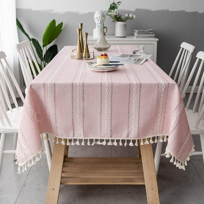 Elara Haus Kintsugi Architectural Sage Linen Tablecloth in a dining setting