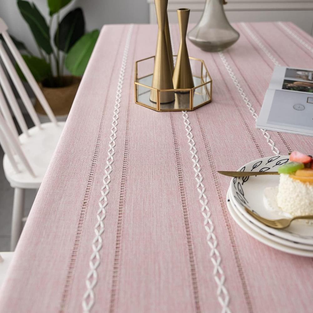 Linen tablecloth with architectural sage color and Kintsugi pattern